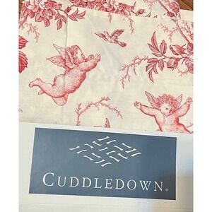 Cuddledown Pillowcase red toile de Jouy pattern with cherubs and birds 1